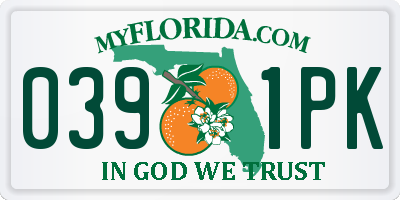 FL license plate 0391PK