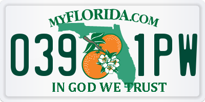FL license plate 0391PW