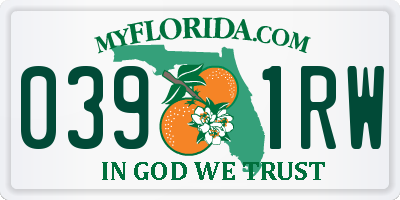 FL license plate 0391RW