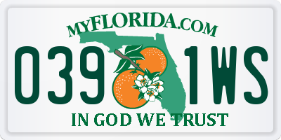 FL license plate 0391WS