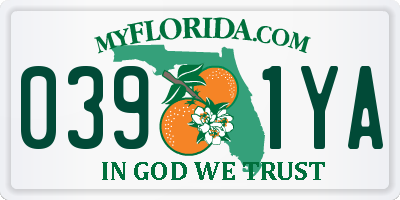 FL license plate 0391YA