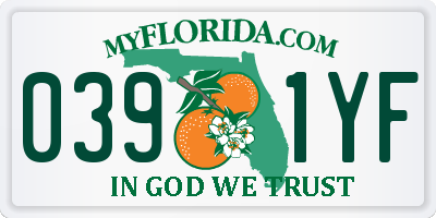 FL license plate 0391YF