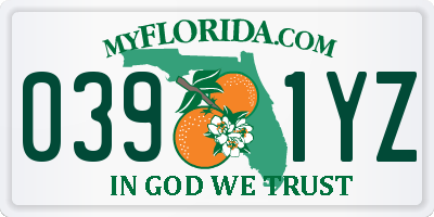 FL license plate 0391YZ