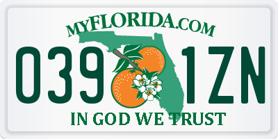 FL license plate 0391ZN