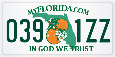 FL license plate 0391ZZ