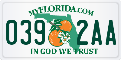 FL license plate 0392AA