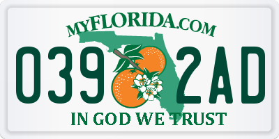 FL license plate 0392AD
