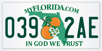 FL license plate 0392AE
