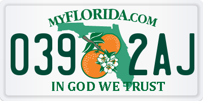 FL license plate 0392AJ