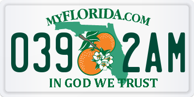 FL license plate 0392AM
