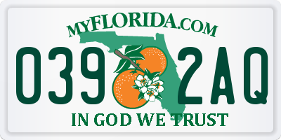 FL license plate 0392AQ