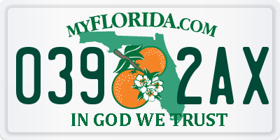 FL license plate 0392AX
