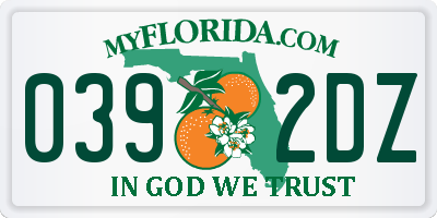FL license plate 0392DZ