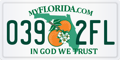 FL license plate 0392FL