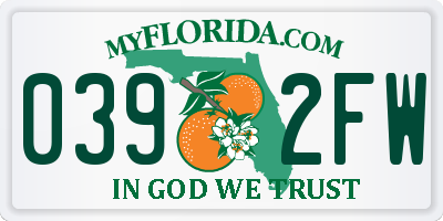 FL license plate 0392FW