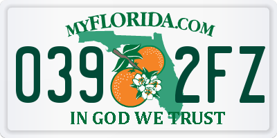FL license plate 0392FZ