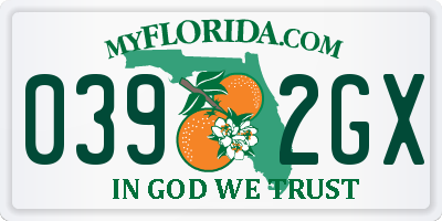 FL license plate 0392GX