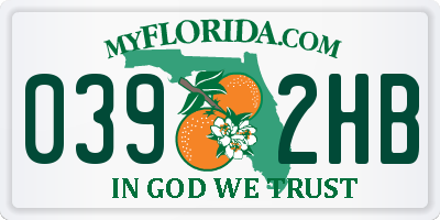 FL license plate 0392HB
