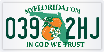 FL license plate 0392HJ