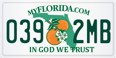 FL license plate 0392MB
