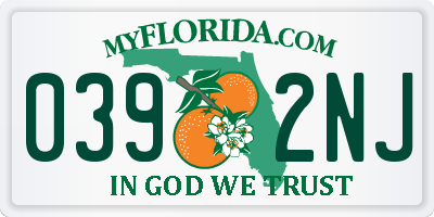 FL license plate 0392NJ
