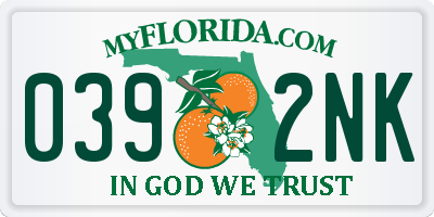 FL license plate 0392NK