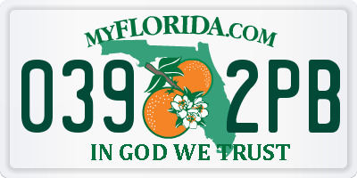 FL license plate 0392PB