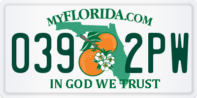 FL license plate 0392PW