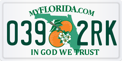 FL license plate 0392RK