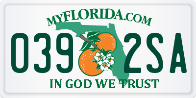 FL license plate 0392SA