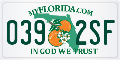 FL license plate 0392SF