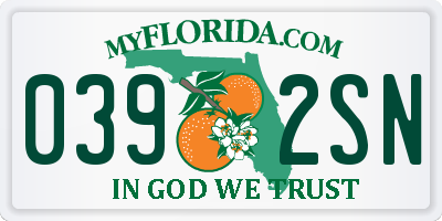 FL license plate 0392SN