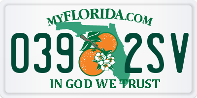 FL license plate 0392SV