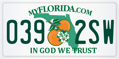 FL license plate 0392SW
