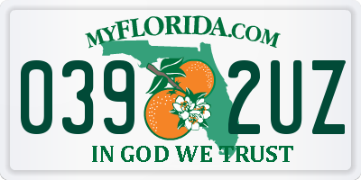 FL license plate 0392UZ
