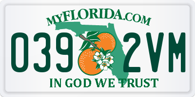 FL license plate 0392VM