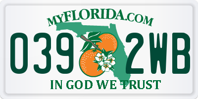 FL license plate 0392WB