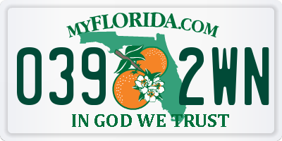 FL license plate 0392WN