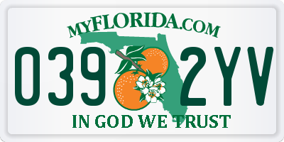 FL license plate 0392YV