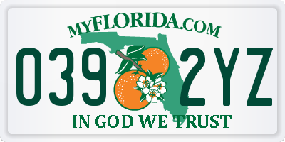 FL license plate 0392YZ
