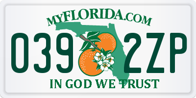 FL license plate 0392ZP