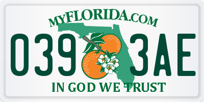 FL license plate 0393AE