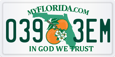 FL license plate 0393EM