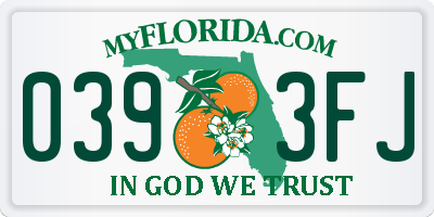 FL license plate 0393FJ