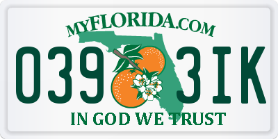 FL license plate 0393IK