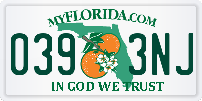 FL license plate 0393NJ
