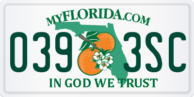 FL license plate 0393SC