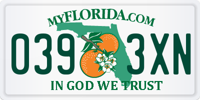 FL license plate 0393XN