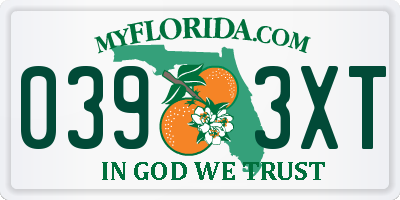 FL license plate 0393XT