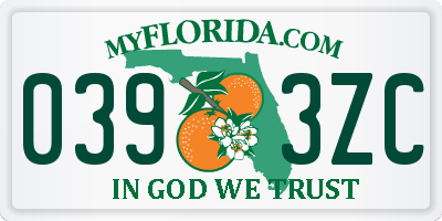 FL license plate 0393ZC
